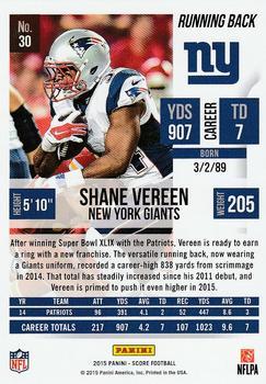 2015 Score - End Zone #30 Shane Vereen Back