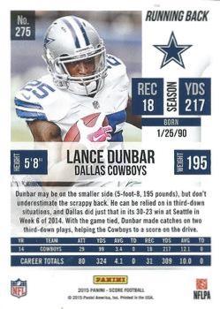 2015 Score - Gem Masters #275 Lance Dunbar Back