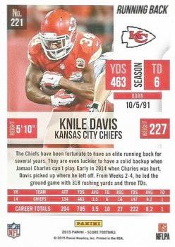 2015 Score - Gold Zone #221 Knile Davis Back