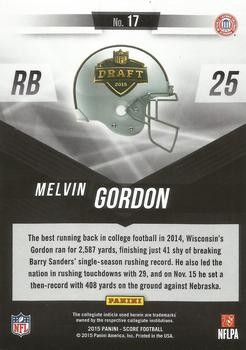 2015 Score - Rookie Helmets #17 Melvin Gordon III Back
