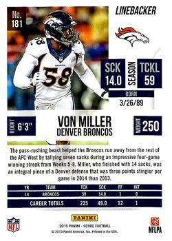 2015 Score - Showcase #181 Von Miller Back