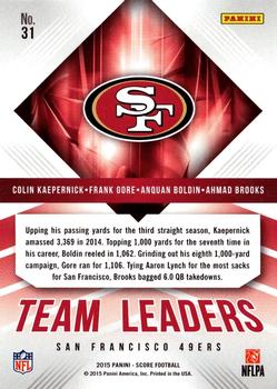 2015 Score - Team Leaders Gold #31 Anquan Boldin / Frank Gore / Ahmad Brooks / Colin Kaepernick Back