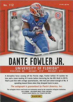 2015 Panini Prizm Collegiate Draft Picks - Autographs Prizms #112 Dante Fowler Jr. Back