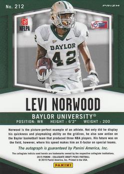 2015 Panini Prizm Collegiate Draft Picks - Autographs Prizms #212 Levi Norwood Back