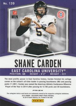 2015 Panini Prizm Collegiate Draft Picks - Prizms #139 Shane Carden Back