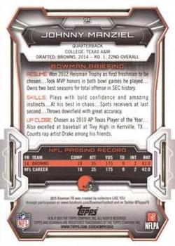 2015 Bowman - Veterans Rainbow Silver Ice #25 Johnny Manziel Back