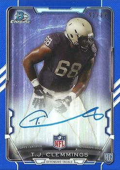 2015 Bowman - Rookie Chrome Refractor Autographs Blue #RCRA-TJC T.J. Clemmings Front