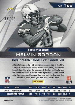 2015 Panini Spectra #123 Melvin Gordon Back