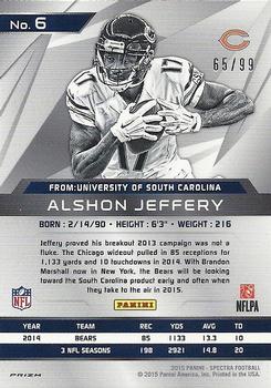 2015 Panini Spectra #6 Alshon Jeffery Back