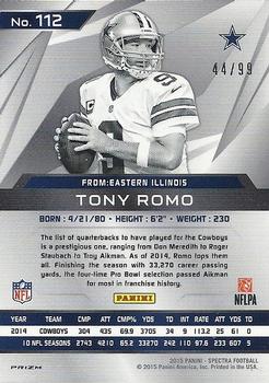 2015 Panini Spectra #112 Tony Romo Back