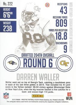 2015 Panini Prestige - Extra Points Green #222 Darren Waller Back