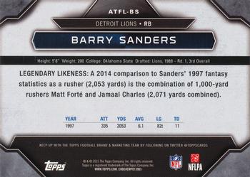 2015 Topps - All-Time Fantasy Legends #ATFL-BS Barry Sanders Back