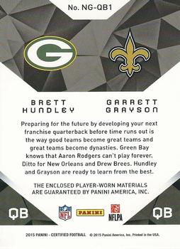 2015 Panini Certified - New Generation Dual Jerseys #NG-QB1 Brett Hundley / Garrett Grayson Back