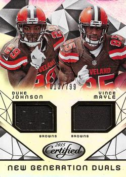 2015 Panini Certified - New Generation Dual Jerseys #NG-CLE Duke Johnson / Vince Mayle Front