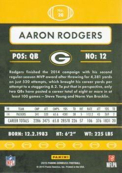 2015 Donruss - Red Foil #20 Aaron Rodgers Back