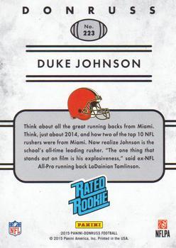 2015 Donruss - Press Proof Purple #223 Duke Johnson Back