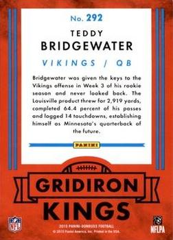 2015 Donruss - Press Proof Blue #292 Teddy Bridgewater Back