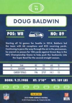 2015 Donruss - Press Proof Black #92 Doug Baldwin Back