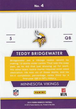 2015 Donruss - Dominator #4 Teddy Bridgewater Back