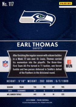 2015 Panini Prizm #117 Earl Thomas Back