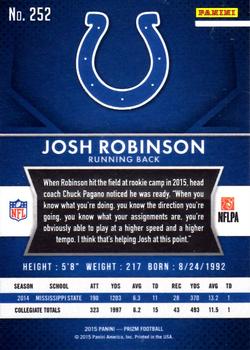 2015 Panini Prizm #252 Josh Robinson Back