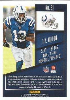 2015 Panini Contenders #31 T.Y. Hilton Back