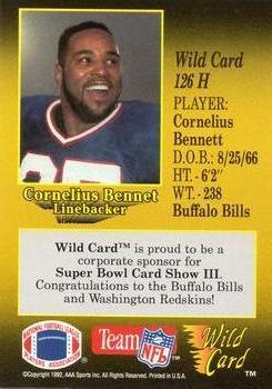 1991 Wild Card - NFL Experience Exchange 10 Stripe #126H Cornelius Bennett Back