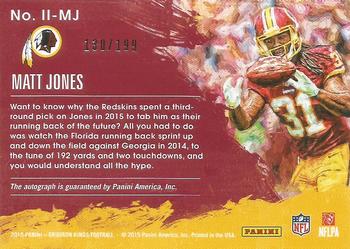 2015 Panini Gridiron Kings - Impressionist Ink #II-MJ Matt Jones Back