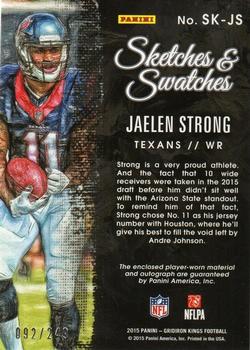 2015 Panini Gridiron Kings - Sketches and Swatches #SK-JS Jaelen Strong Back