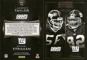 2015 Panini Playbook - Gold #40 Lawrence Taylor / Michael Strahan Front
