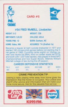 1985 Minnesota Vikings Police #5 Fred McNeill Back