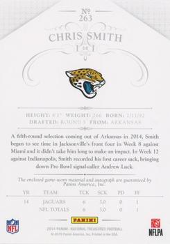 2014 Panini National Treasures - Rookie Materials Signatures Numbers #263 Chris Smith Back