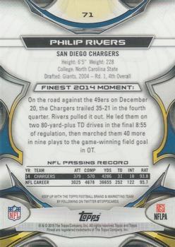 2015 Finest - Black Refractor #71 Philip Rivers Back