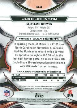 2015 Finest - Black Refractor #83 Duke Johnson Back
