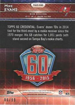 2015 Topps Chrome - 60th Anniversary Refractor #T60-ME Mike Evans Back