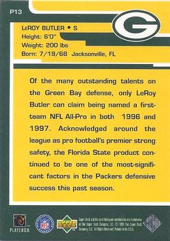 1998 Upper Deck ShopKo Green Bay Packers I - Leaders of the Pack #P13 LeRoy Butler Back