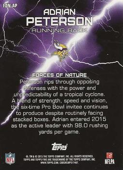 2015 Topps Fire - Forces of Nature #FON-AP Adrian Peterson Back