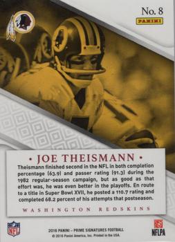 2016 Panini Prime Signatures #8 Joe Theismann Back