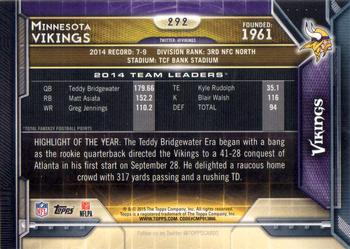 2015 Topps - 60th Anniversary #292 Minnesota Vikings Back