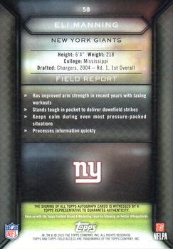 2015 Topps Field Access - Autographs #50 Eli Manning Back