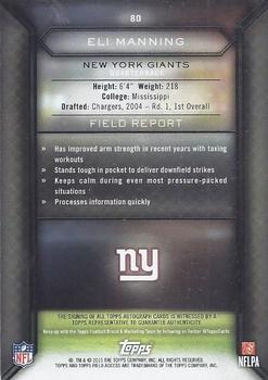 2015 Topps Field Access - Autographs #80 Eli Manning Back