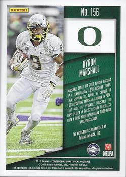 2016 Panini Contenders Draft Picks - Bowl Ticket #156 Byron Marshall Back