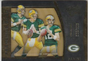 2015 Panini Black Gold - Franchise Gold #FG-5 Don Majkowski / Brett Favre / Aaron Rodgers Front