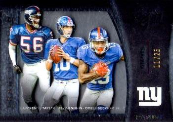 2015 Panini Black Gold - Franchise Gold White Gold Foil #FG-12 Lawrence Taylor / Eli Manning / Odell Beckham Jr. Front