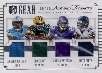 2015 Panini National Treasures - NFL Gear Quads #GQ-NN Eddie Lacy / Adrian Peterson / Ameer Abdullah / Matt Forte Front