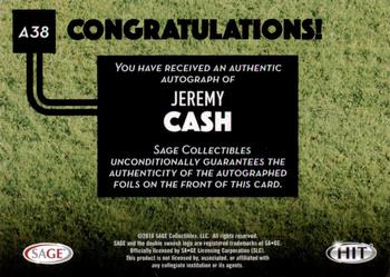 2016 SAGE HIT - Autographs #A38 Jeremy Cash Back