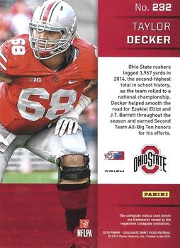 2016 Panini Prizm Collegiate Draft Picks - Prizms Red #232 Taylor Decker Back