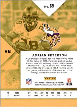 2016 Donruss Elite #69 Adrian Peterson Back