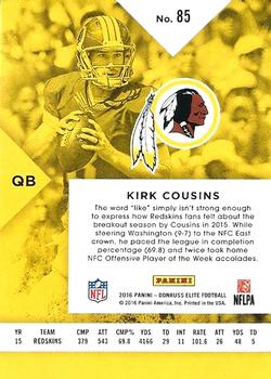 2016 Donruss Elite #85 Kirk Cousins Back