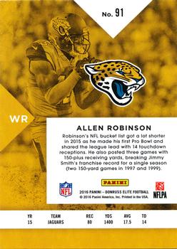 2016 Donruss Elite #91 Allen Robinson Back